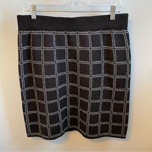 Kenar Wool Blend Mini Skirt Size L Black with White Checkers Academia Goth Chic
